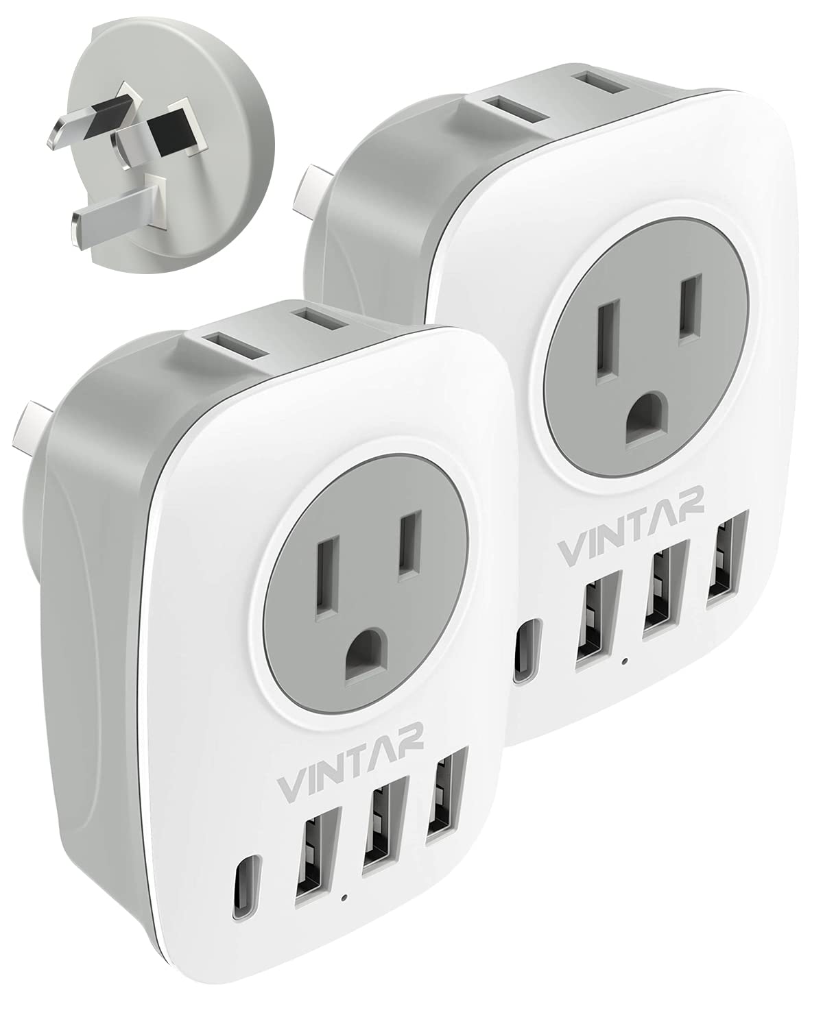 VINTAR 6in1 Australia travel adapter for versatile charging on the go.
