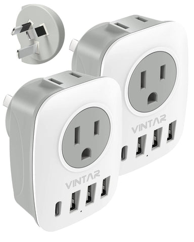 VINTAR 6in1 Australia travel adapter for versatile charging on the go.