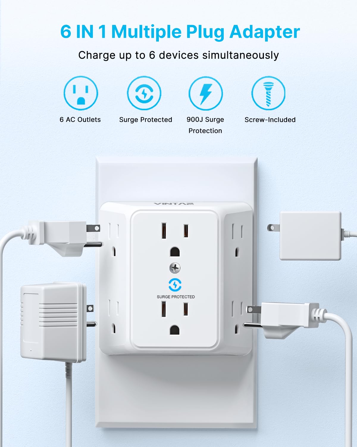VINTAR 900J surge protector indicator shows protection active