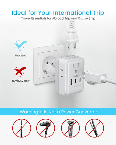 VINTAR compact travel charger pack ideal for EU trips and cruises.