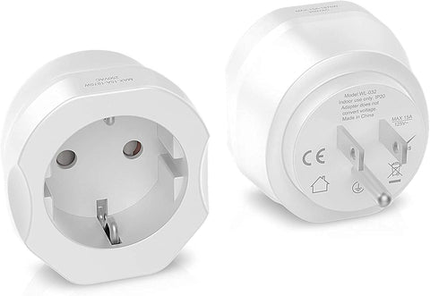 VINTAR EU to US plug adapter pack for travel, compact and convenient