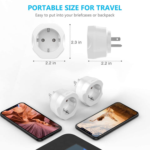 VINTAR EU to US adapter in use at a US outlet demonstrates quick plug-in