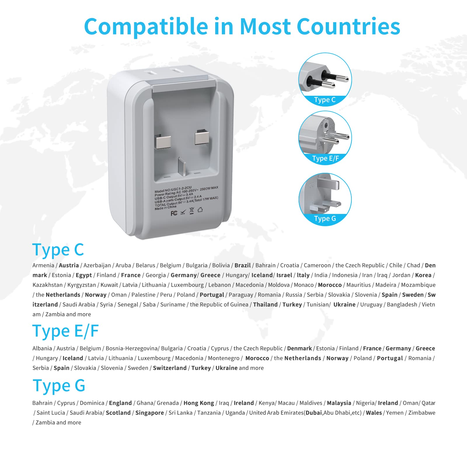 VINTAR adapter demonstrates two US outlets for simultaneous charging.