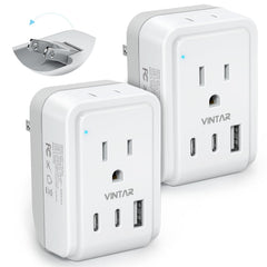 VINTAR foldable travel adapter folded for compact packing