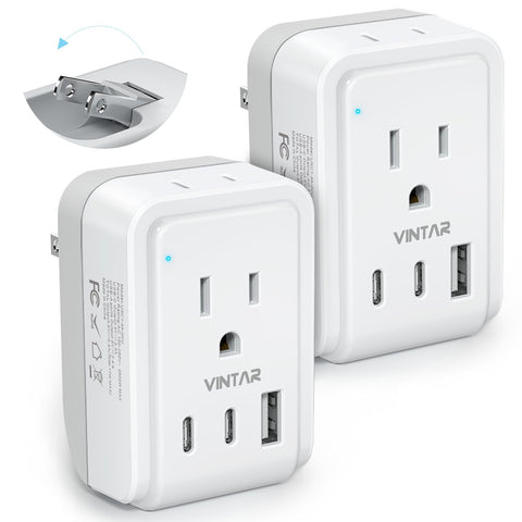 VINTAR foldable travel adapter folded for compact packing