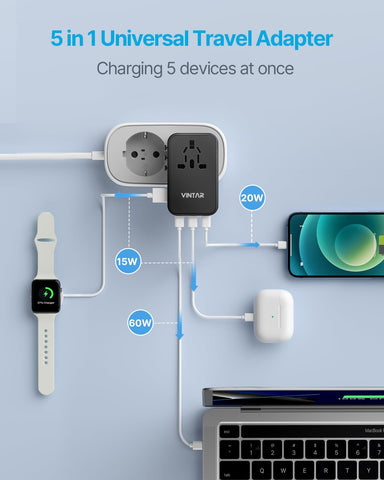 VINTAR lightweight travel charger fits in a palm-sized bag.
