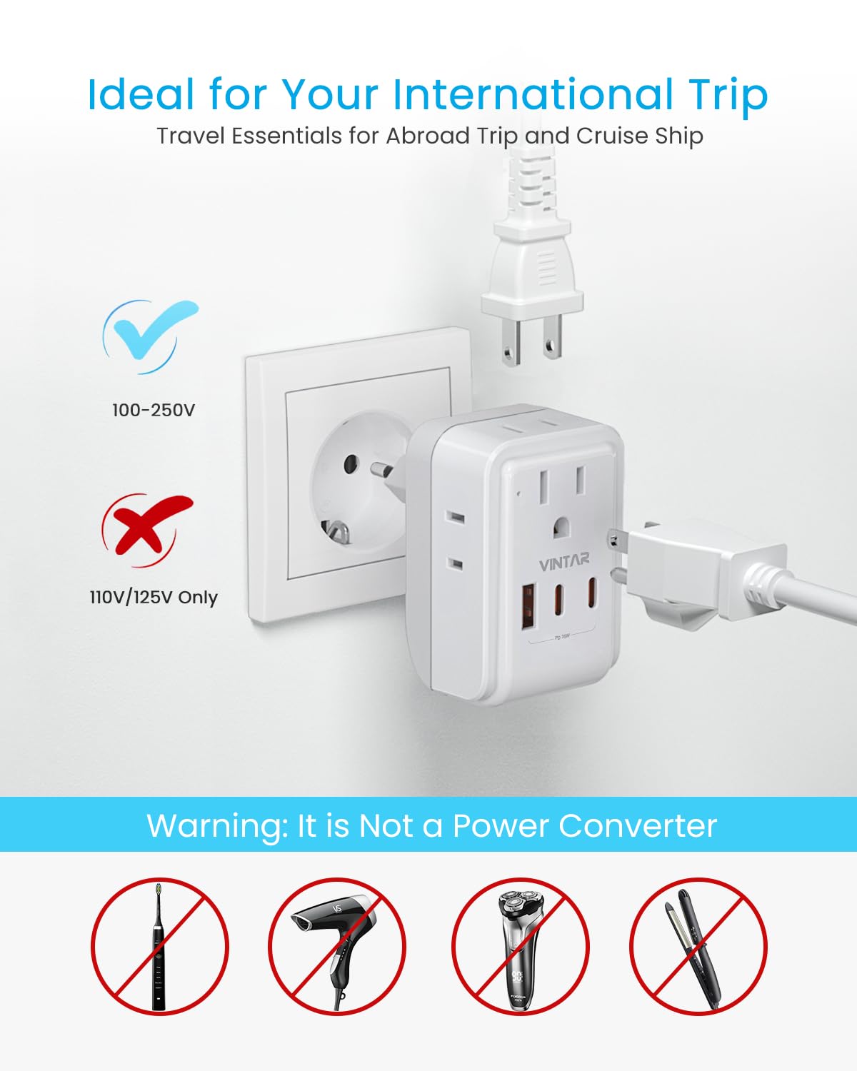 VINTAR safety features protecting outlets during travel.