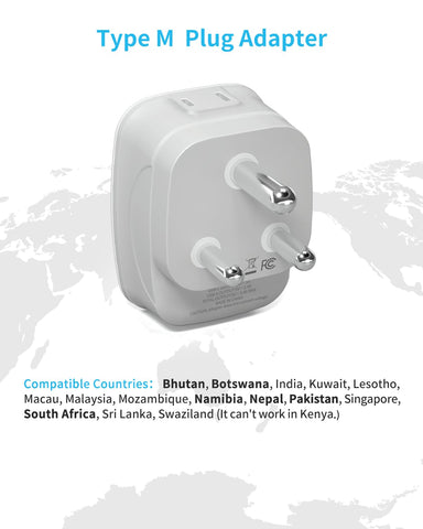 VINTAR South Africa adapter with two US outlets for easy device charging