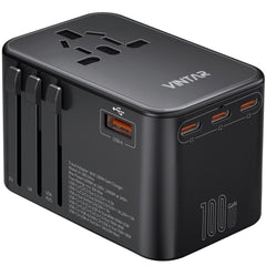 VINTAR universal travel adapter compact design for easy packing.