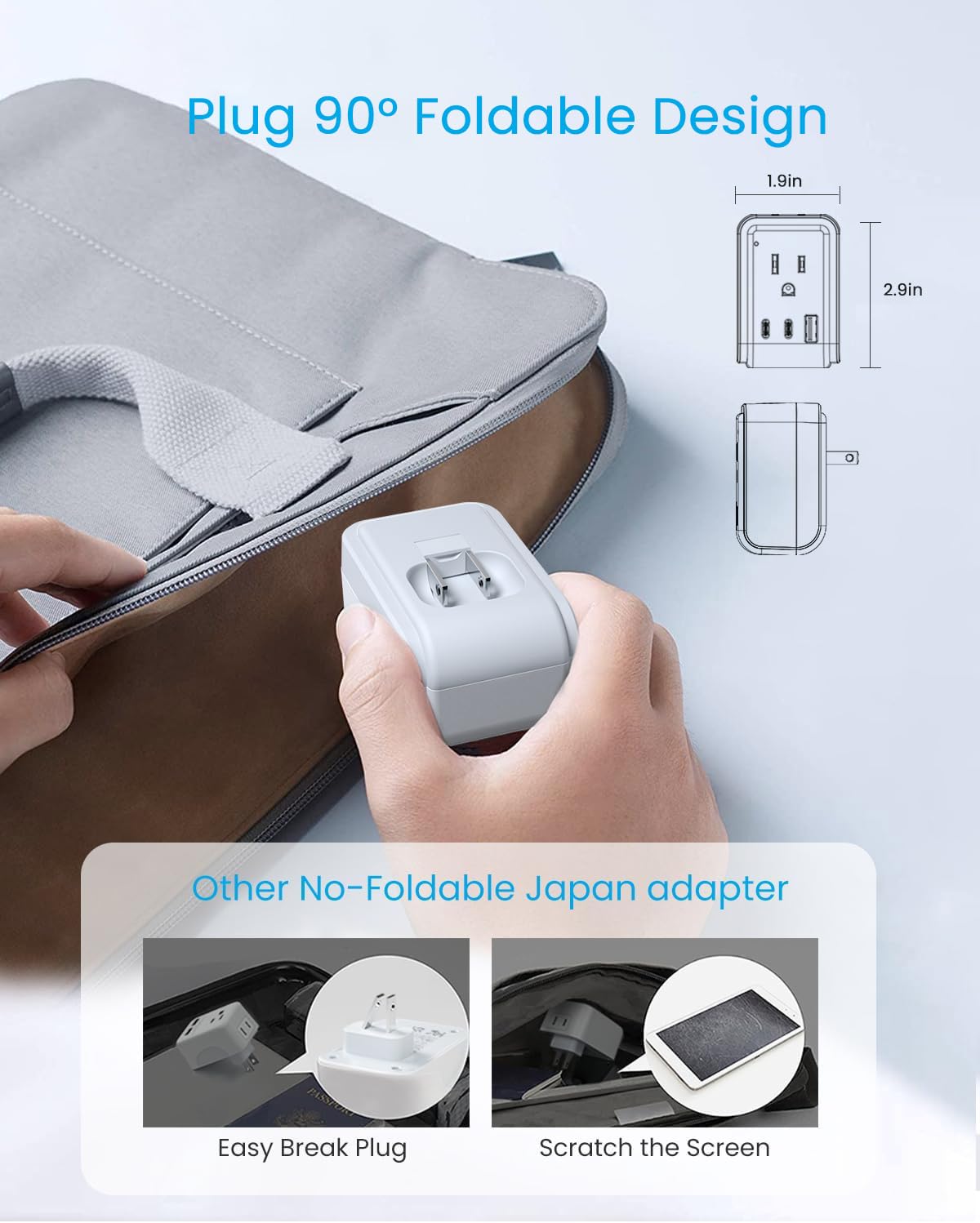 VINTAR adapter with two outlets and three USB ports for versatile charging