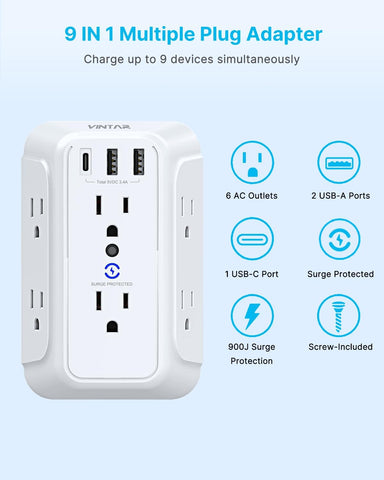 VINTAR USB-C port supports standard USB-C devices with up to 3A.