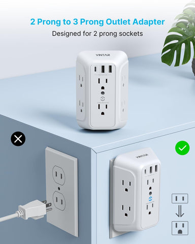 VINTAR USB ports panel enables fast charging for phones and tablets.