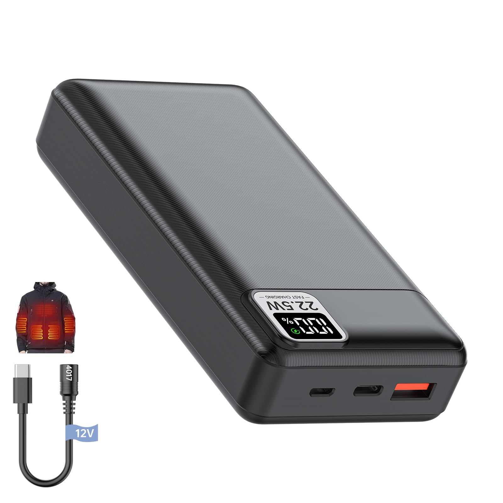 VINTELEIN 20000mAh battery pack powering heated jacket for all-day warmth