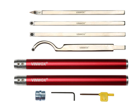 VINWOX carbide wood lathe tools set for precise turning projects.