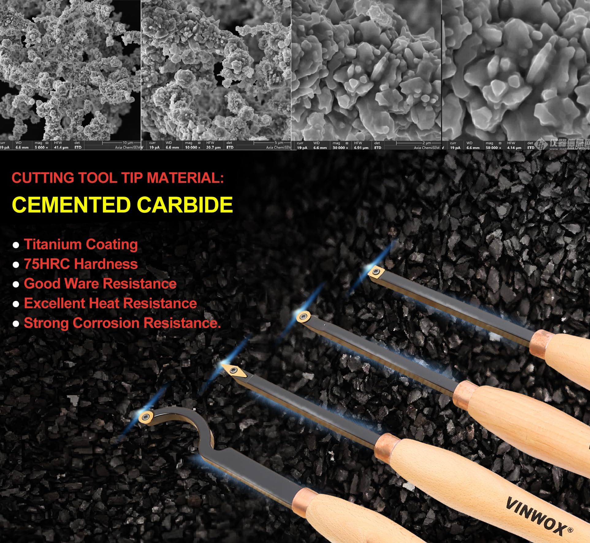 VINWOX lathe tool set finisher blade for smooth inside bowls