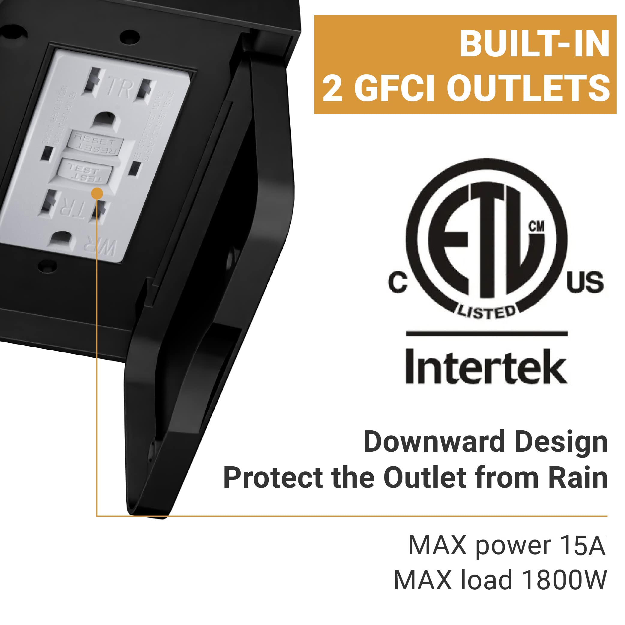 VIOAOEAFA weatherproof finish protects aluminum and iron housing in all weather.