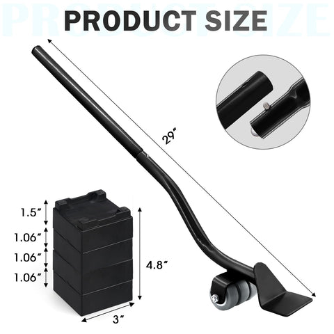 Four raise blocks stacked to adjust fulcrum height for VIOBEPASS lifter