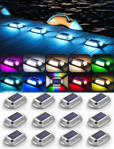 VIODAIM 12modes solar dock light with vibrant colors for pathways