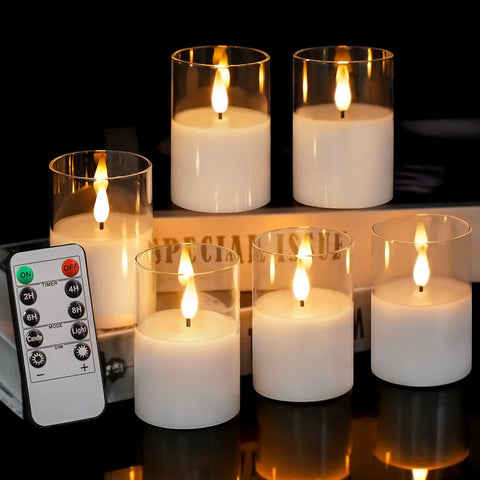 VIODAIM flameless glass-wax votive candle for realistic ambience and safe tabletop decor.