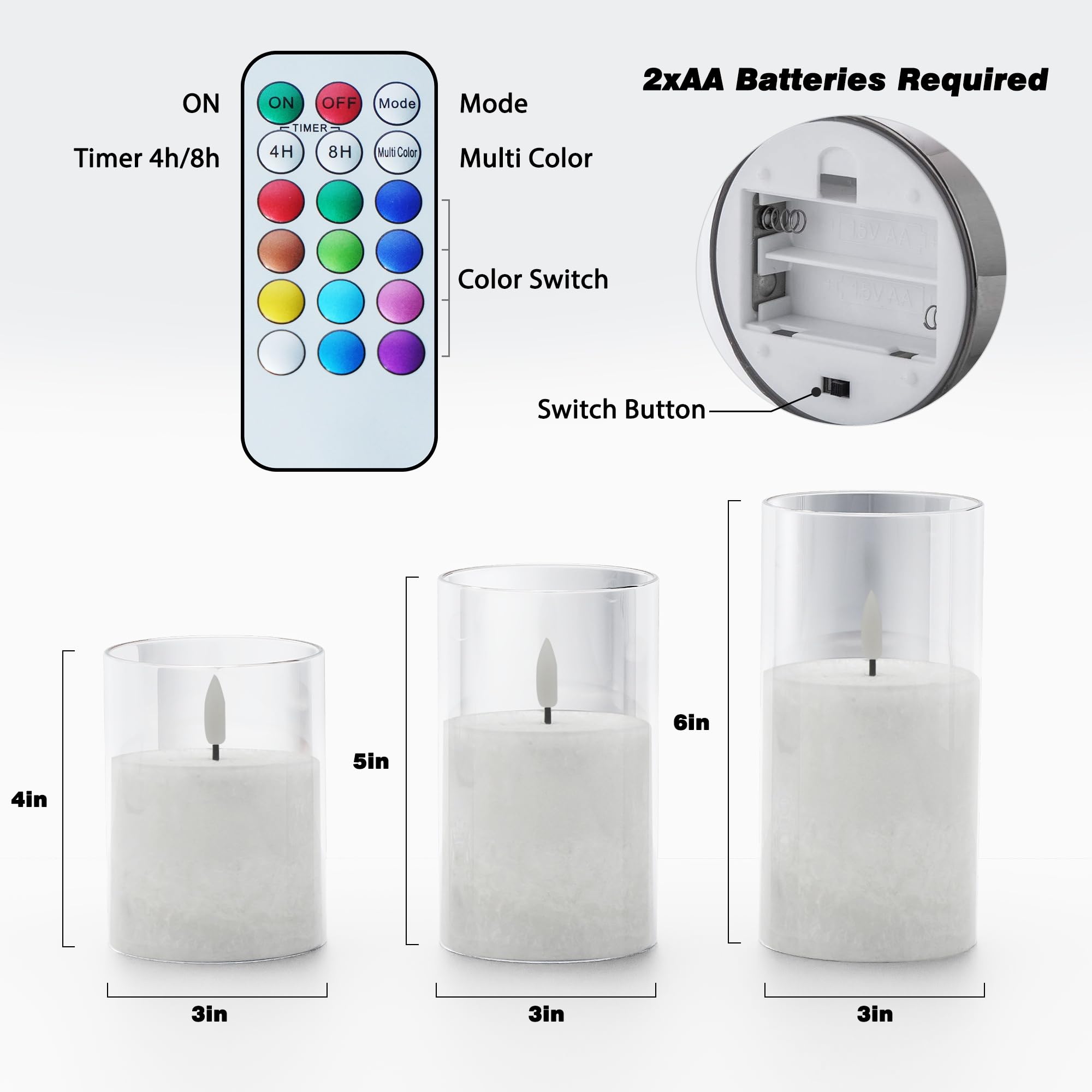 VIODAIM remote-color cycle candle showcases vibrant hues for festive decor