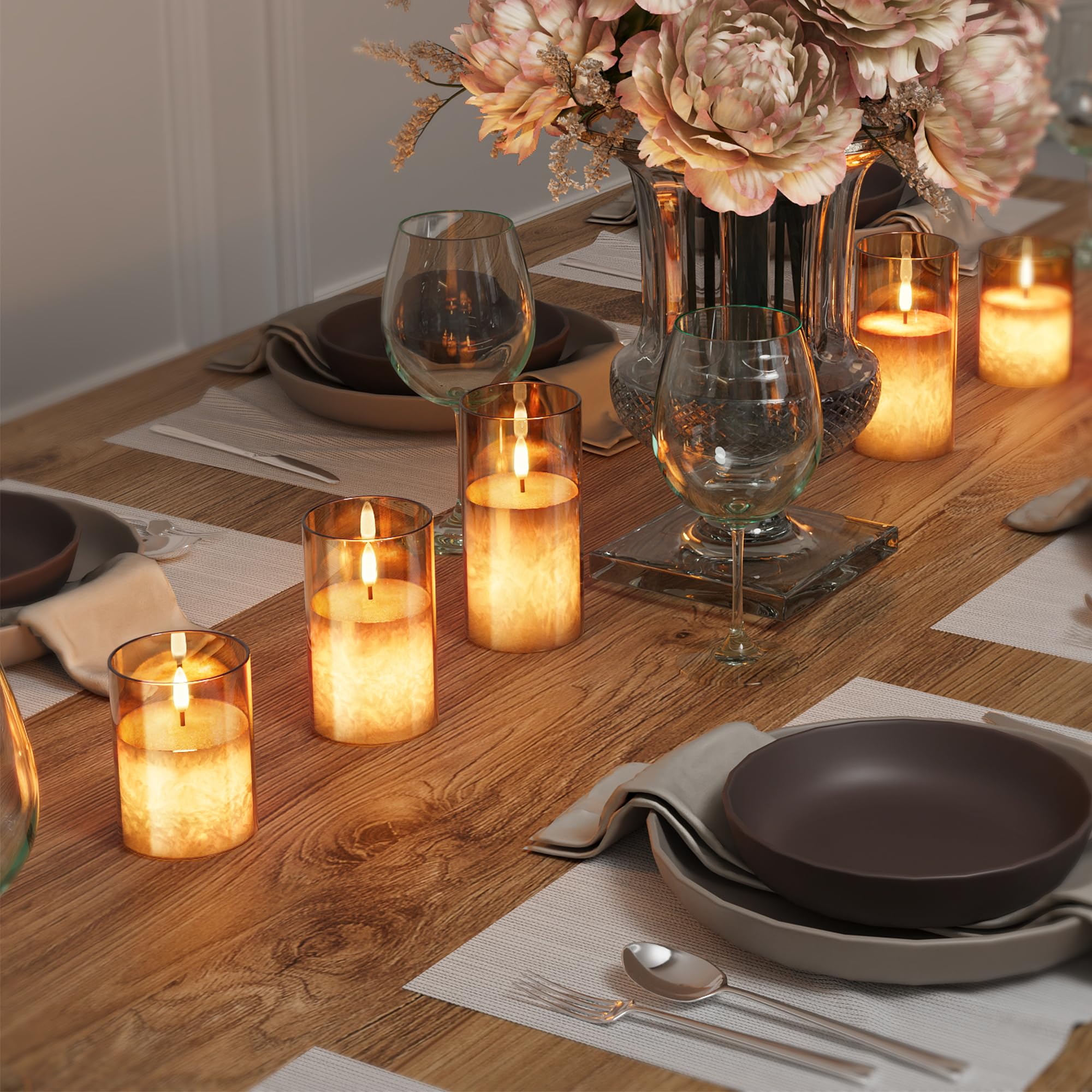 VIODAIM dimmable candle with remote control for customizable brightness and timer