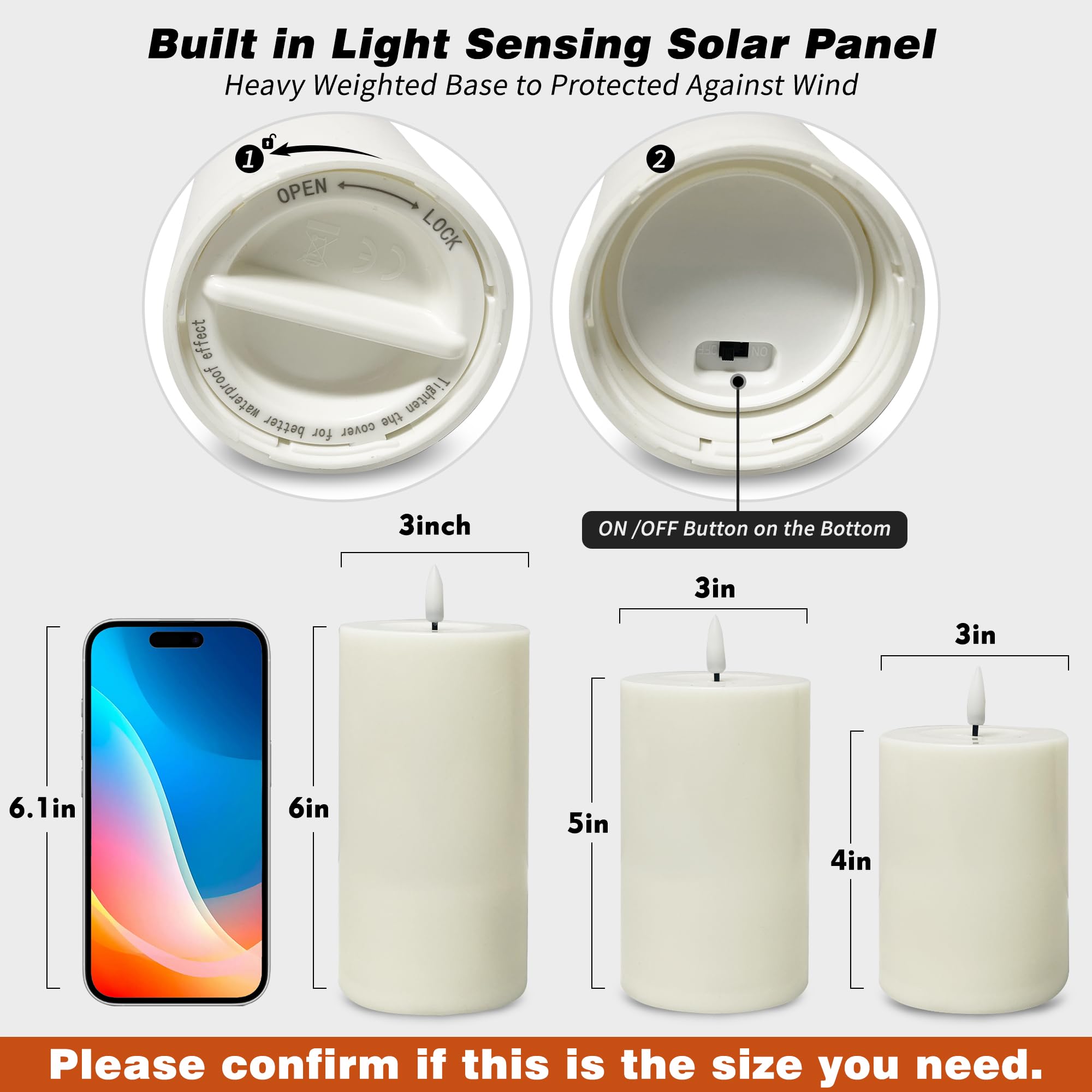 VIODAIM solar candles ABS plastic design ensures safe fire-free use