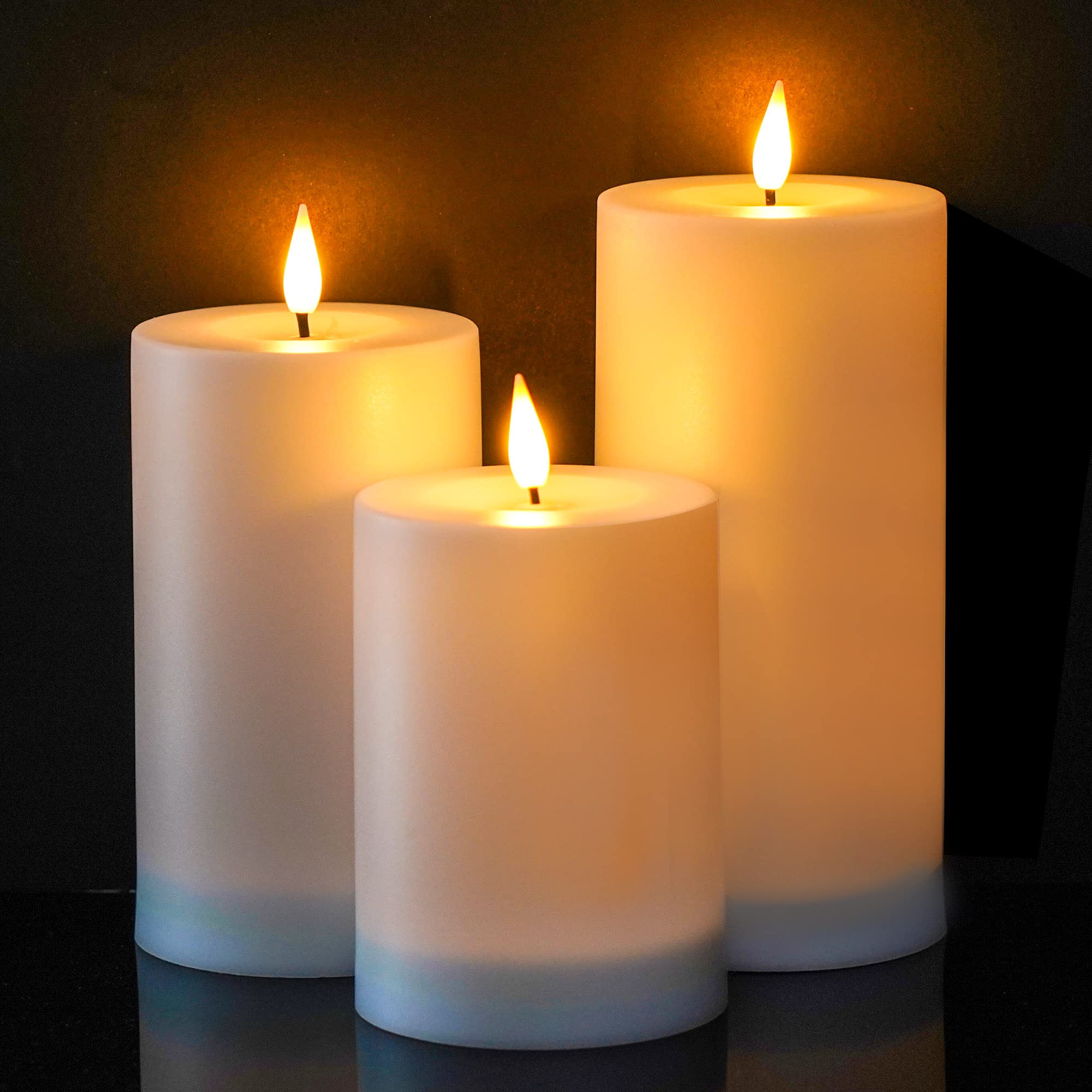VIODAIM solar candles outdoor 3x4 inch illuminate patios with dusk-to-dawn ambiance