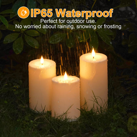 VIODAIM solar candles outdoor 3x6 inch provide garden glow in any weather