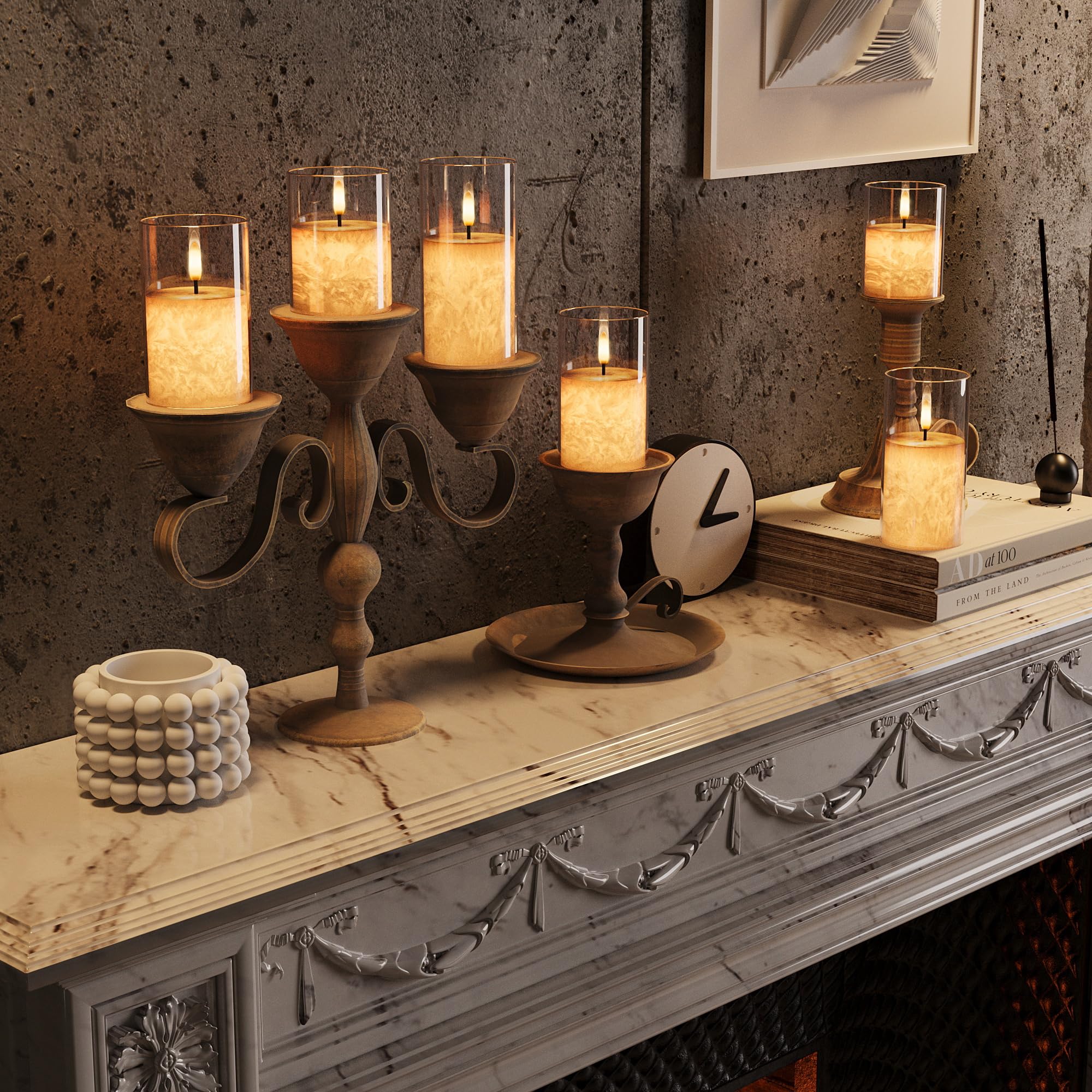 VIODAIM warm flicker LED flame creates cozy ambience.