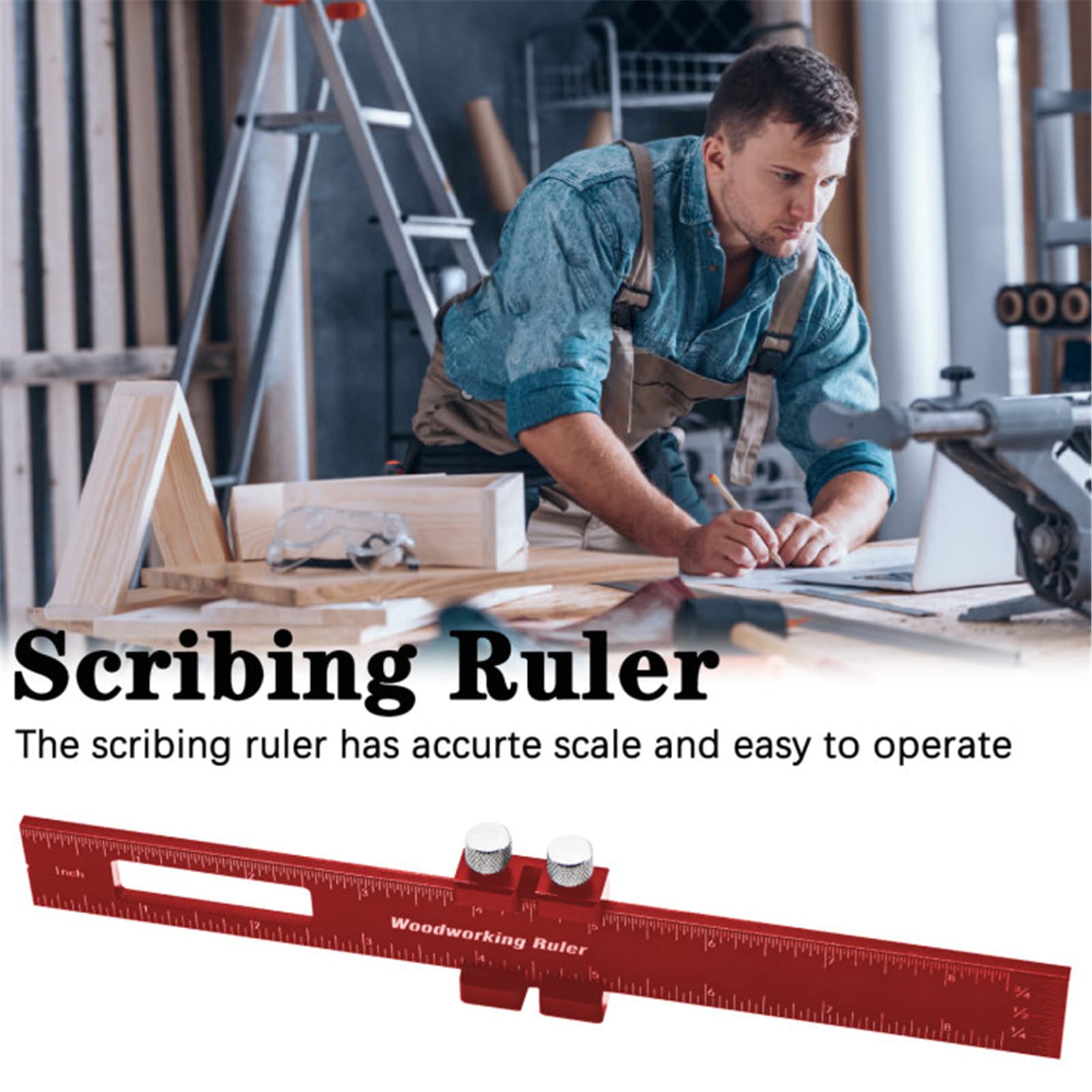 Violetfox pocket ruler set with stops for precise scribing on boards