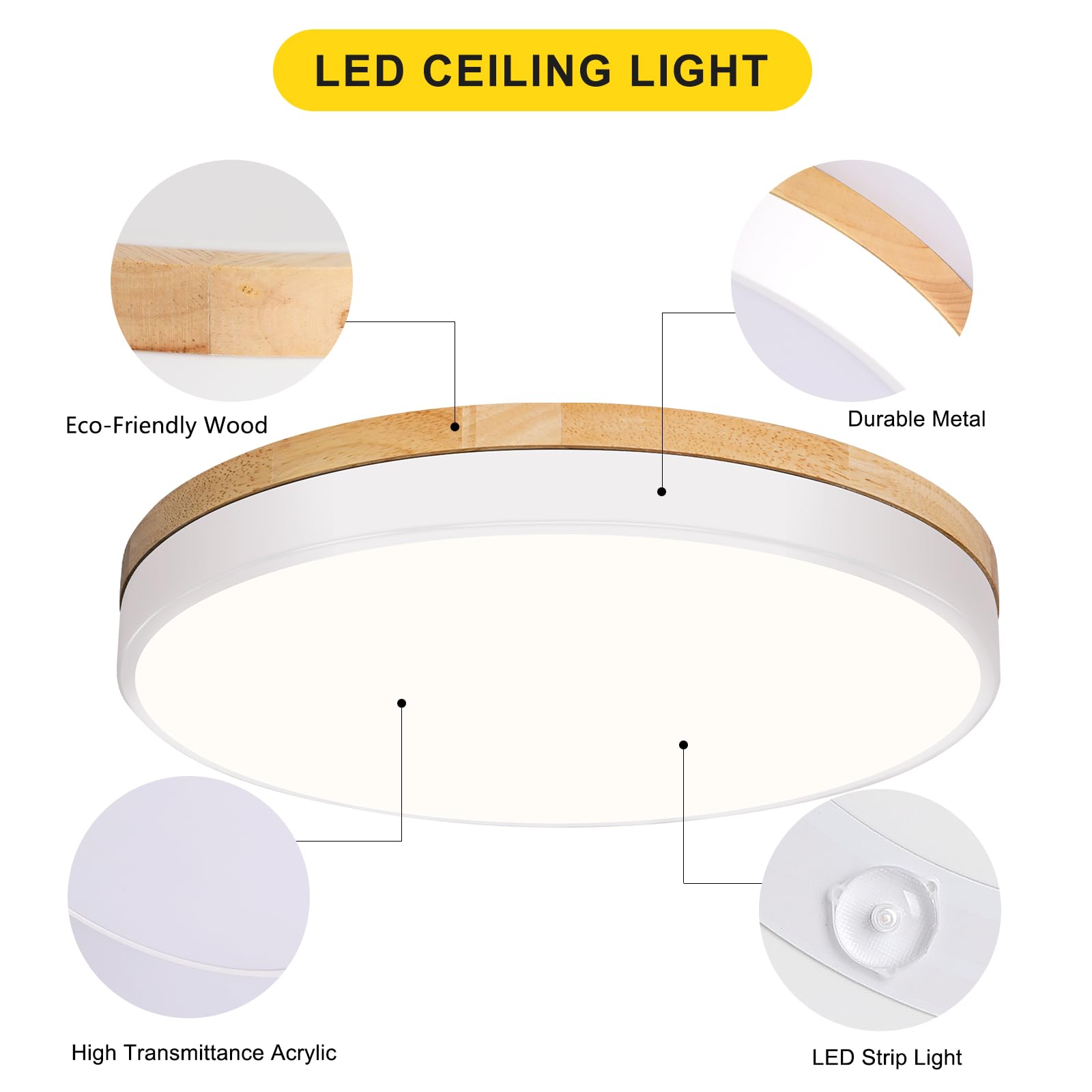 VIOLOEMI acrylic drum shade diffuses light evenly across room surfaces.