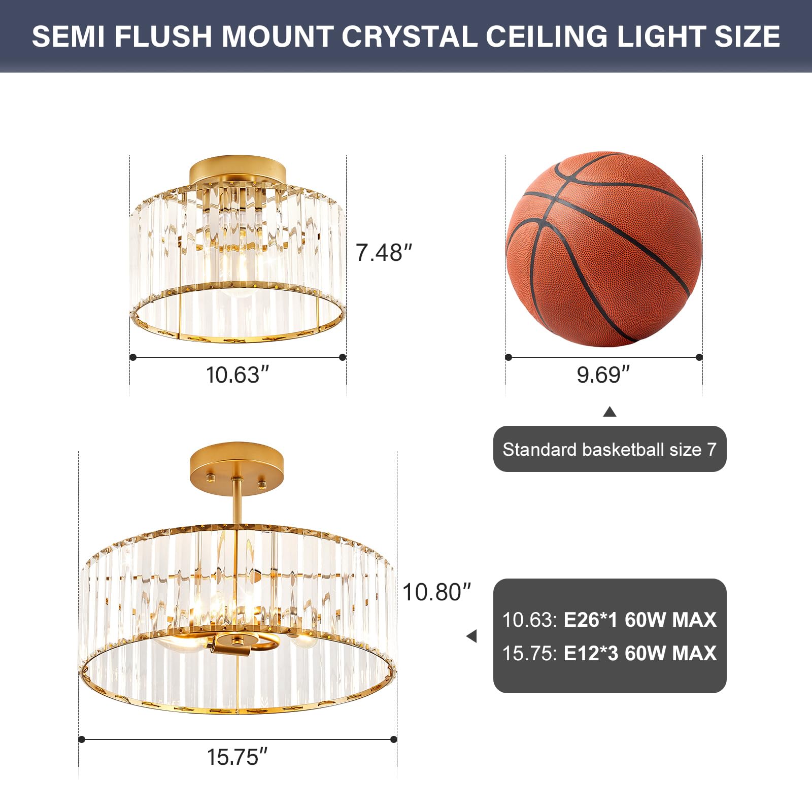 Violoemi E26 socket hallway light compatible with LED bulbs