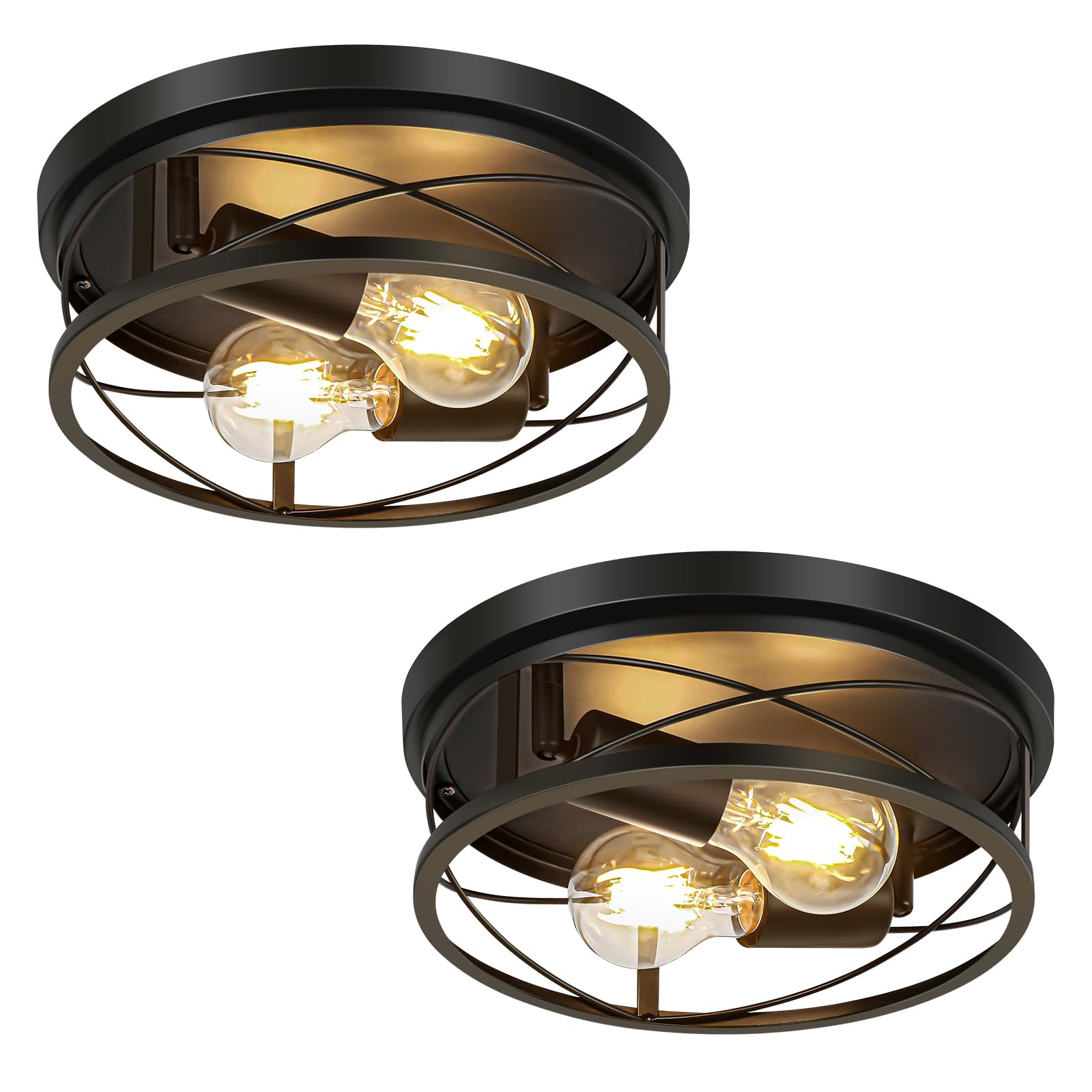 VIOLOEMI farmhouse black round ceiling lamp creates warm, inviting ambiance.
