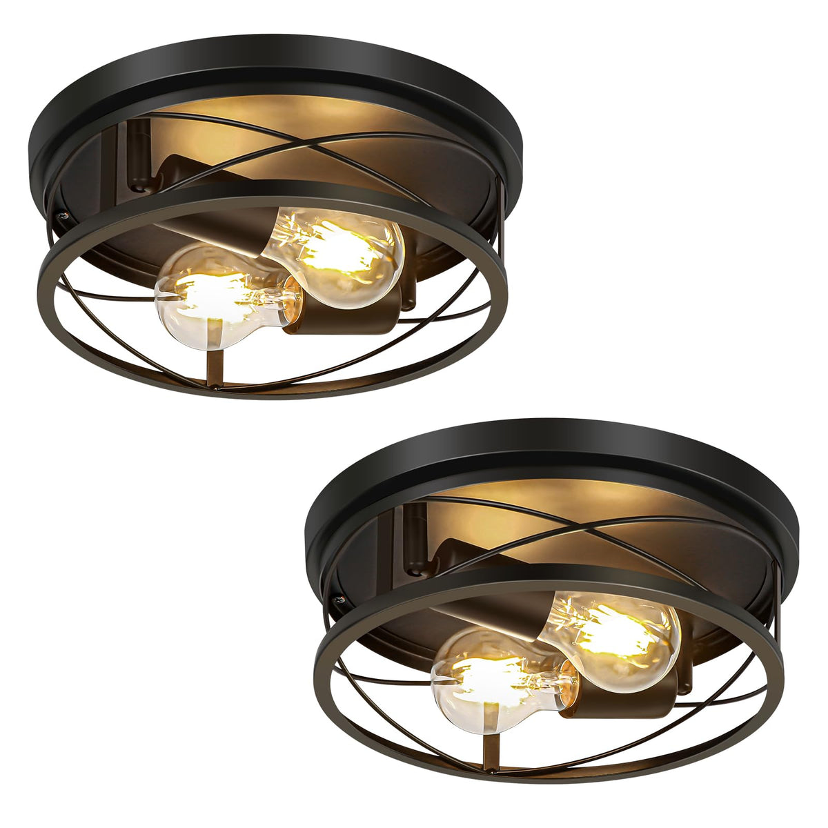 VIOLOEMI farmhouse black round ceiling lamp creates warm, inviting ambiance.