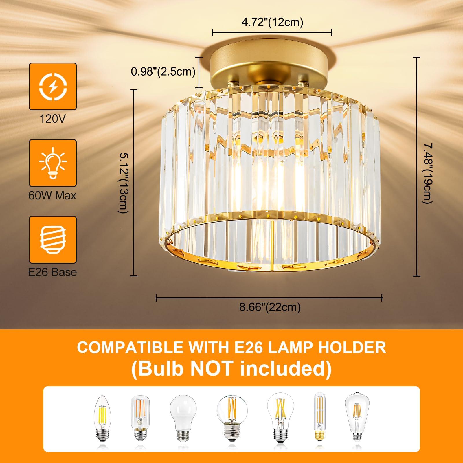Violoemi hallway light fixture highlights crystal accents, ideal for entryways