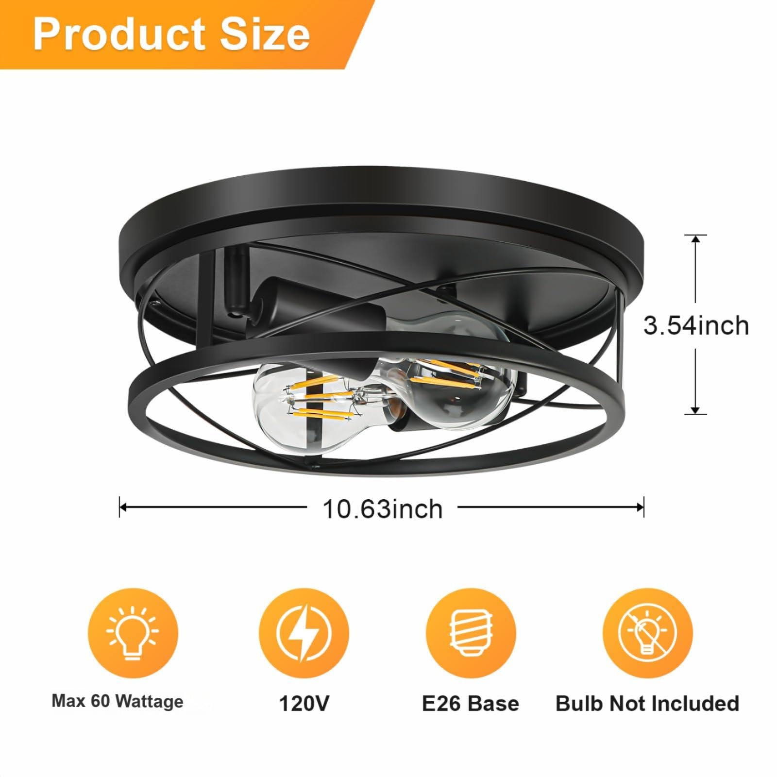 VIOLOEMI kitchen round ceiling light in black offers clean ceiling aesthetics and bright illumination.