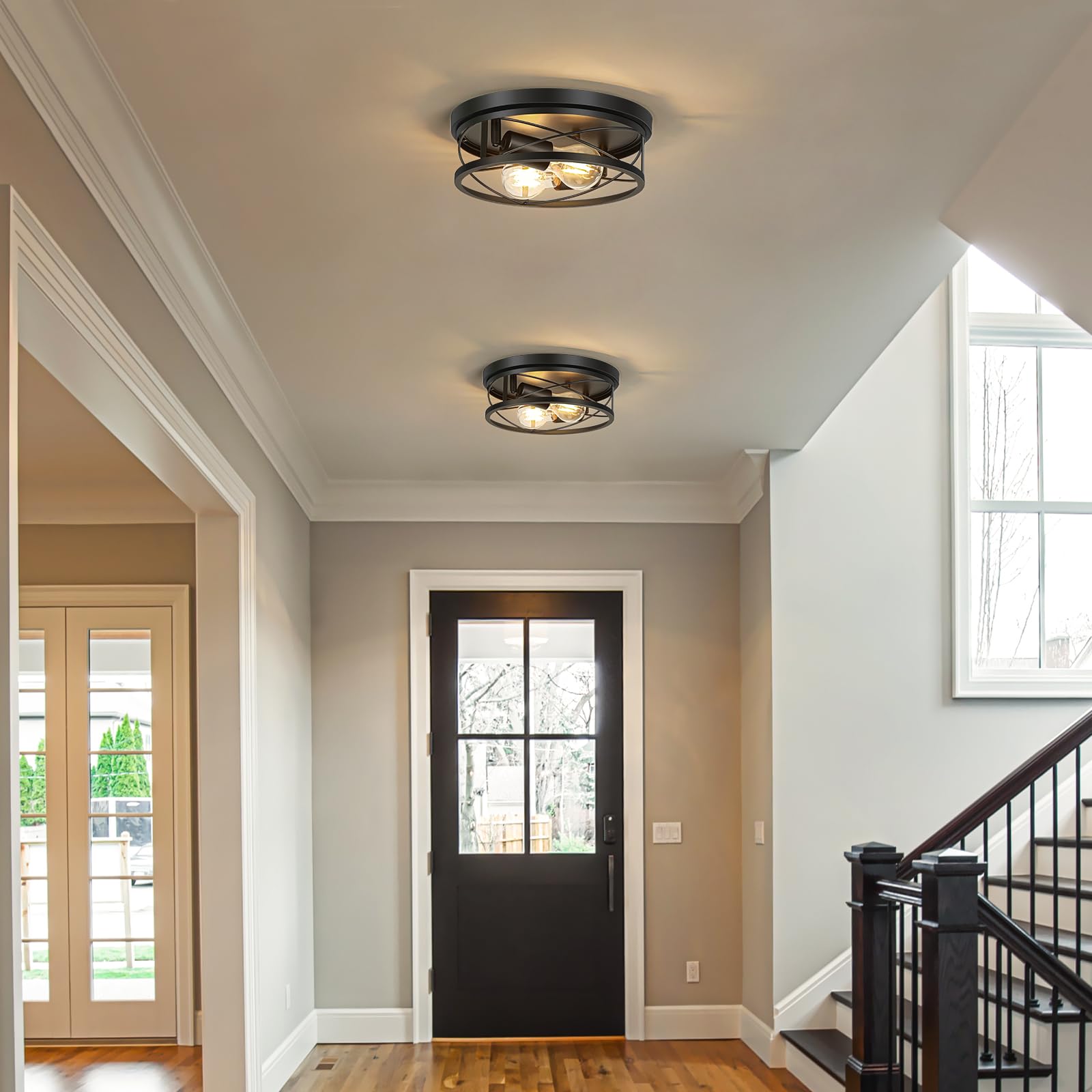 VIOLOEMI round metal flush-mount hallway light updates entryways with sleek, space-saving style.