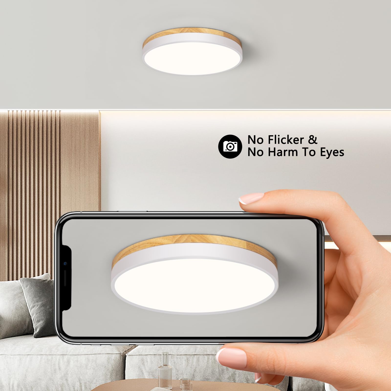 VIOLOEMI white minimalist ceiling lamp complements white ceilings and contemporary décor.