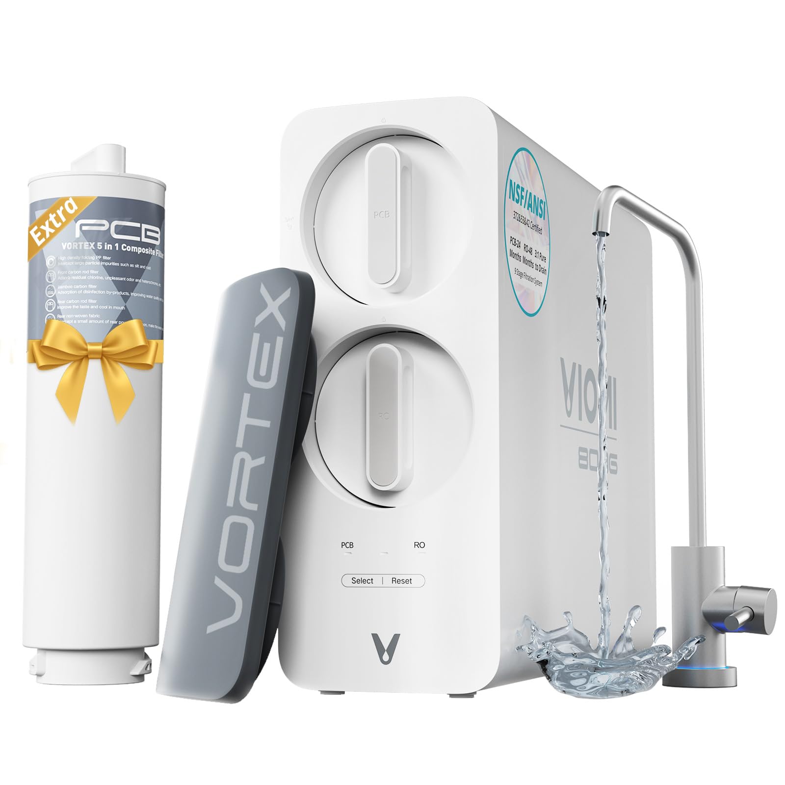 Viomi PFAS reduction RO system front view, compact under-sink fit for small kitchens