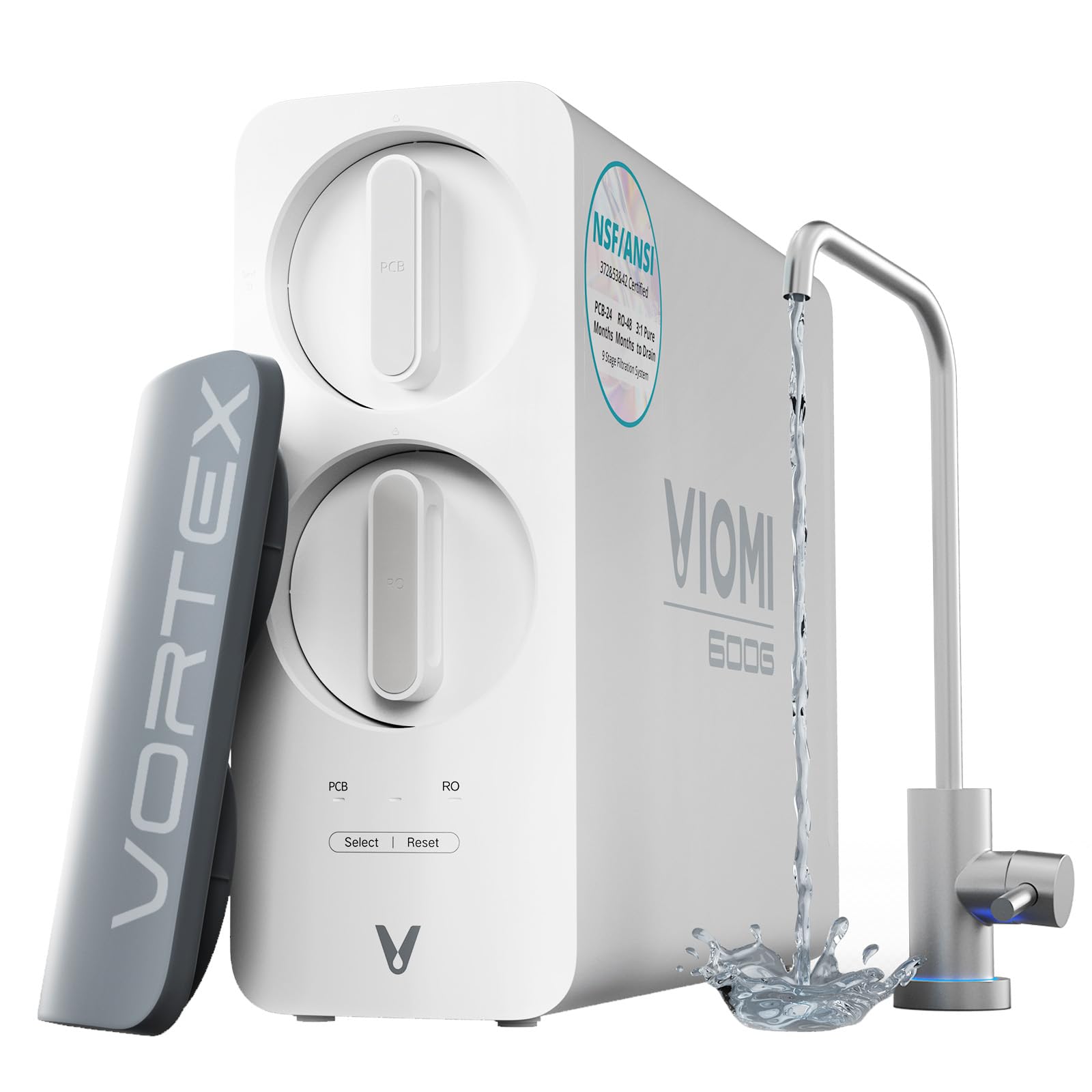 VIOMI RO Water Filtration System wide-shot under-sink setup showing space-saving design