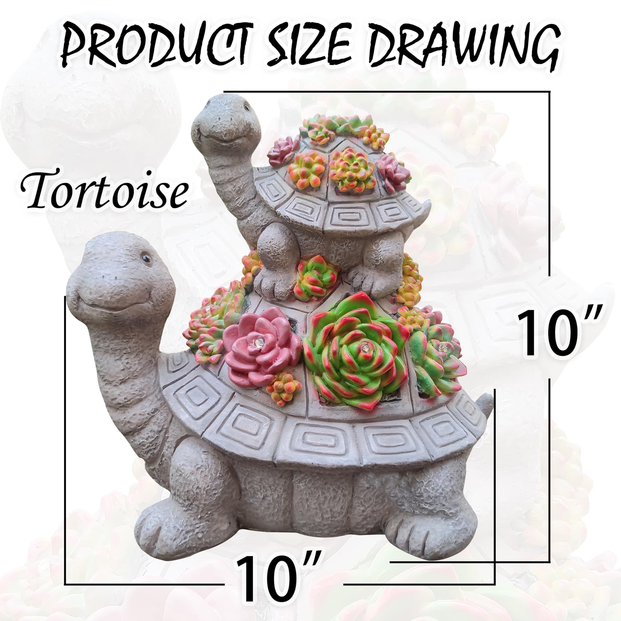 VIOYOUNS turtle with succulent accents detail adds garden charm.