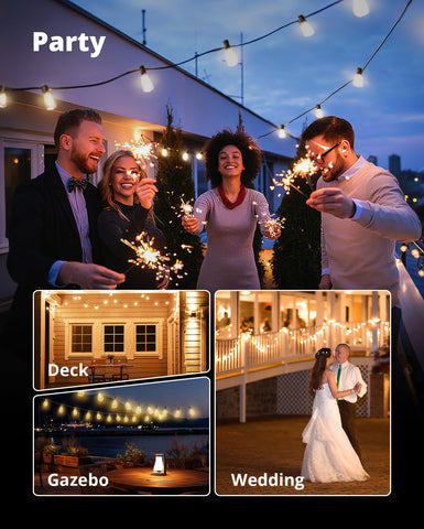 VIPAR warm white 2700K bulbs create inviting outdoor ambiance