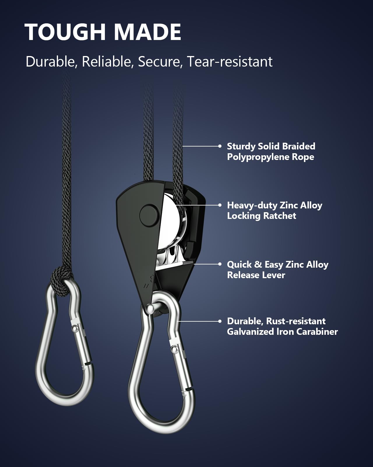 VIPARSPECTRA galvanized carabiner hook close-up showing rustproof hardware