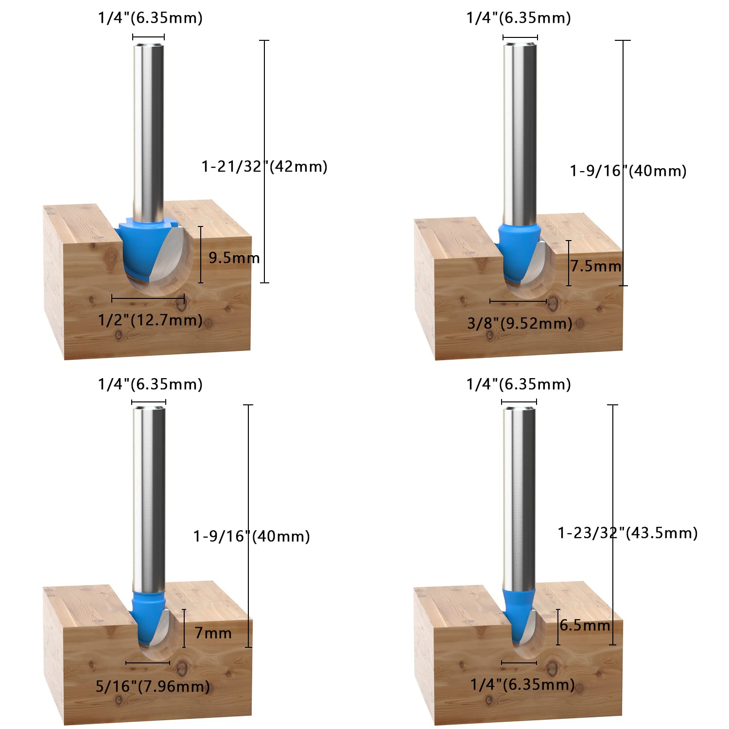 Vipbhtool Cove Box Router Bit with 3/8 inch cutting diameter and 1/4 inch shank for precise edge profiles.