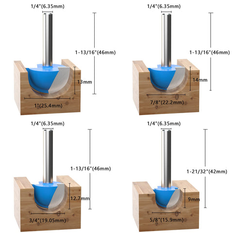 Vipbhtool Cove Box Router Bit with 5/16 inch cutting diameter and 1/4 inch shank for smooth coves.