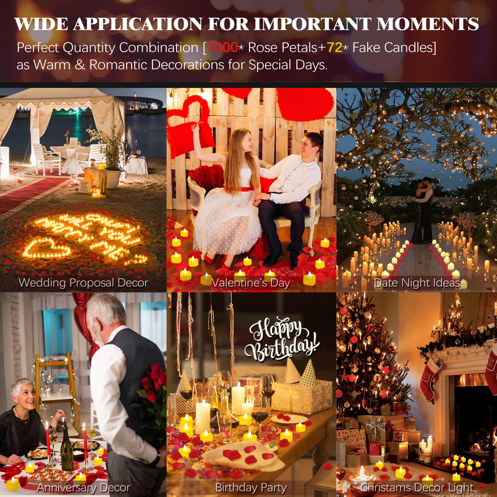 VIPbuy 72 heart-shaped LED candles for flameless ambiance