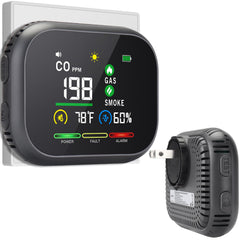 VIPDIGI 5-in-1 CO detector plugged in with front view and alert indicators