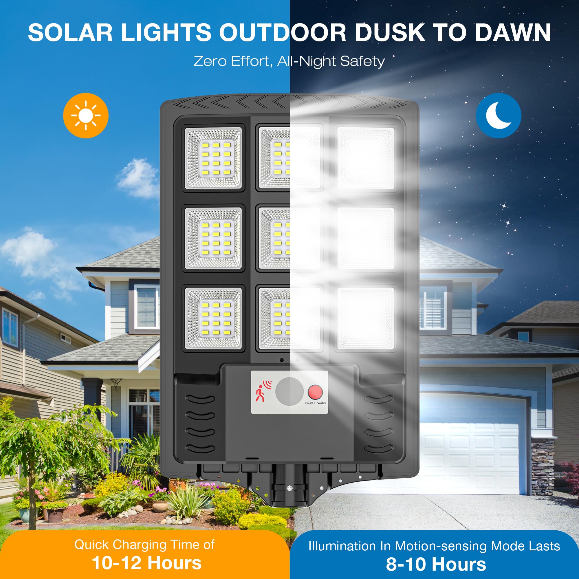 Vipzon 6500K daylight LEDs enhance visibility along pathways and entrances.