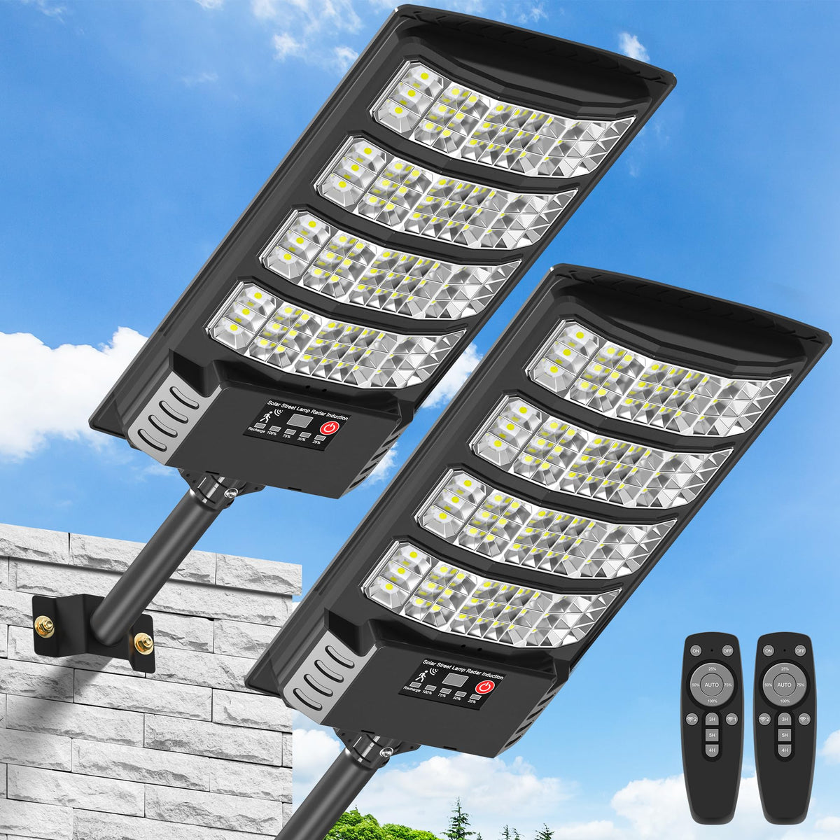 Vipzon solar street light dusk-dawn with wide 270° coverage for driveways