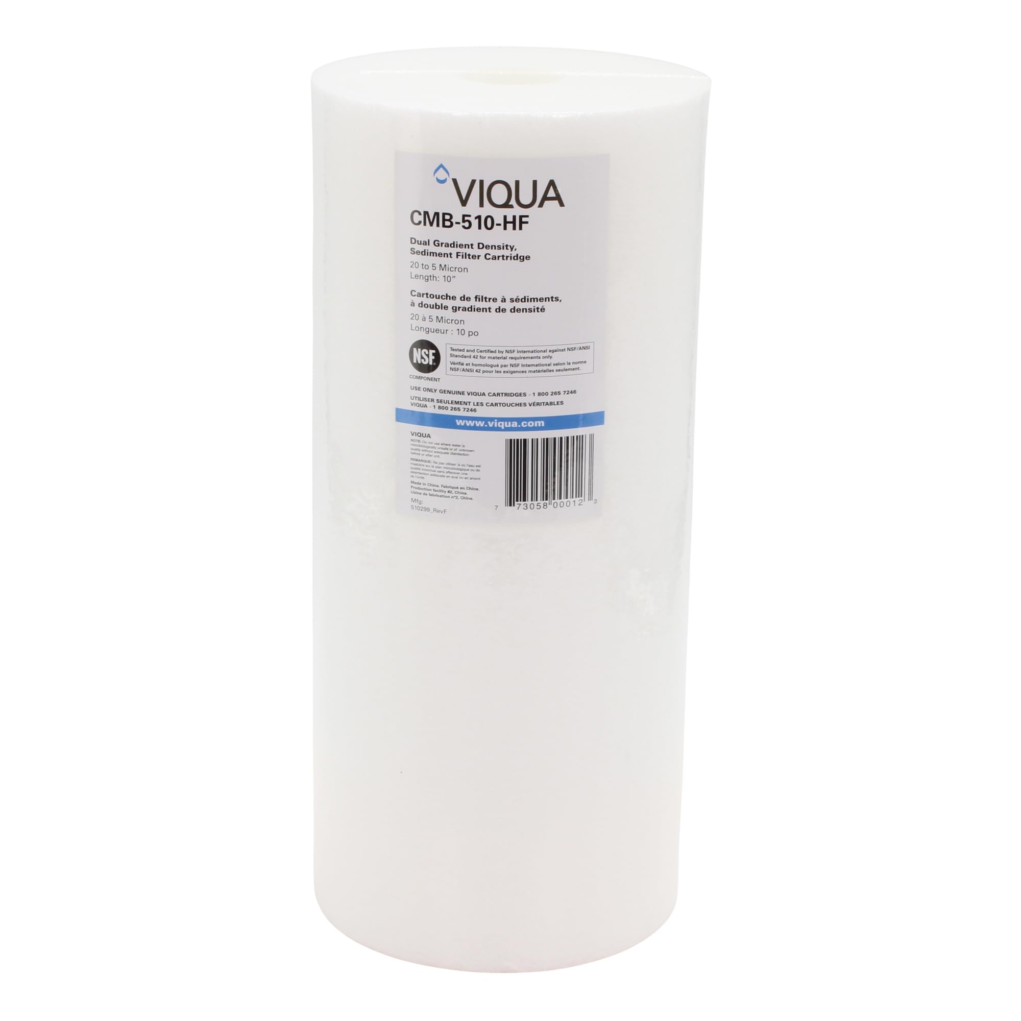 VIQUA CMB-510-HF media detail close-up highlighting melt-blown polypropylene filtration